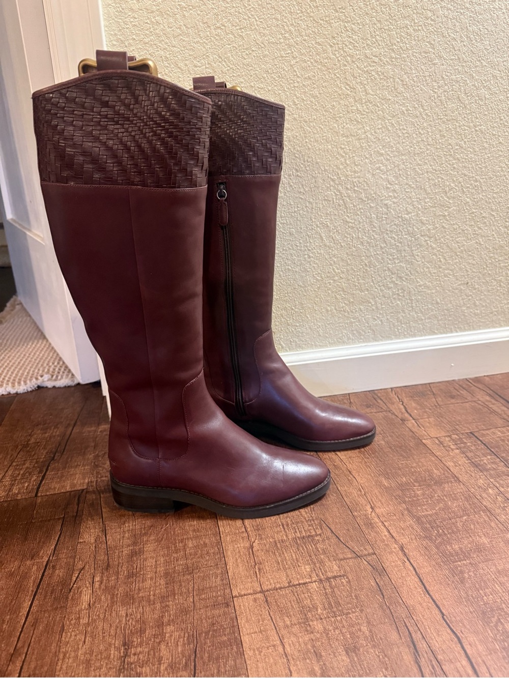 Cole Haan Tall Riding Boots in Burgundy